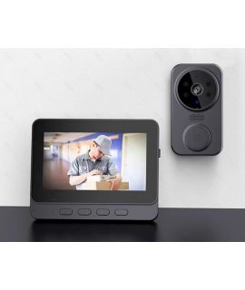 IKMotion 無線可視門鈴，帶顯示屏，雙向語音通話，夜視功能，防水，無需 WiFi 連接