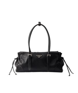 Prada Black Bonnie Medium Leather Tote (平行進口) 1BG628-2HF2-OOO-F0002