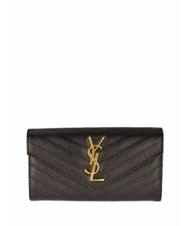 YSL Saint Laurent Monogram Bi-fold Long Wallet (平行進口) 372264-BOW01-1000