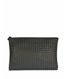 Bottega Veneta Intrecciato Sheepskin Clutch Women's Black
