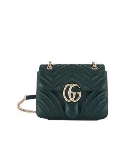 Gucci GG Marmont small shoulder bag in green leather  (平行進口)  837280-AAE38-3020