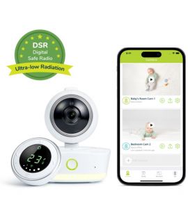 Bebcare iQ - 智慧高清嬰兒監視器：低電磁輻射、高清 1080p 攝影機、雲台控制、溫度感測器、移動和聲音警報、音樂搖籃曲、獨立音頻監視器單元