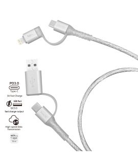inno3C i-4LA-03 透明 4 in 1 Lightning/Type-C to USB/Type-C 線 0.3M