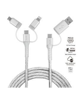 inno3C i-5CS-12 透明 5 in 1 Lightning/Type-C/Micro to USB/Type-C 充電線 1.2M