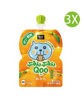 3X 日本製 Qoo 柑味 橘子味 吸吸啫喱 吸吸果凍飲料 (125g x 3) 