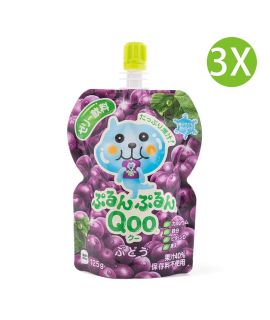 3X 日本製 Qoo 葡萄味 吸吸啫喱 吸吸果凍飲料 (125g x 3) 