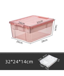 樂高積木零件收納盒 帶隔層 玩具儲物箱 小號(日落粉紅色)