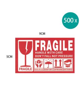 FRAGILE 易碎標籤貼紙 x 500pcs (5 x 9cm)