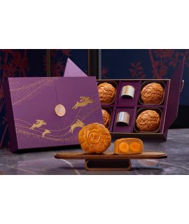 【2025中秋節】賞月・品茗禮盒 - 雙黃白蓮蓉月餅(四個)及醇香茗茶(兩罐) 電子券