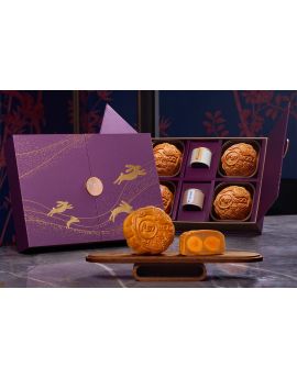 【2025中秋節】賞月・品茗禮盒 - 雙黃白蓮蓉月餅(四個)及醇香茗茶(兩罐) 電子券